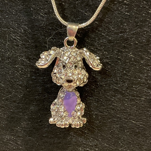 Silver and Purple Dog Pendant Necklace - Picture 10 of 12